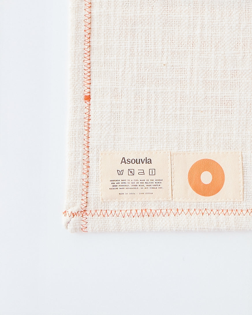 Tea Towel - Wall White / Burnt Orange - 2 Pack