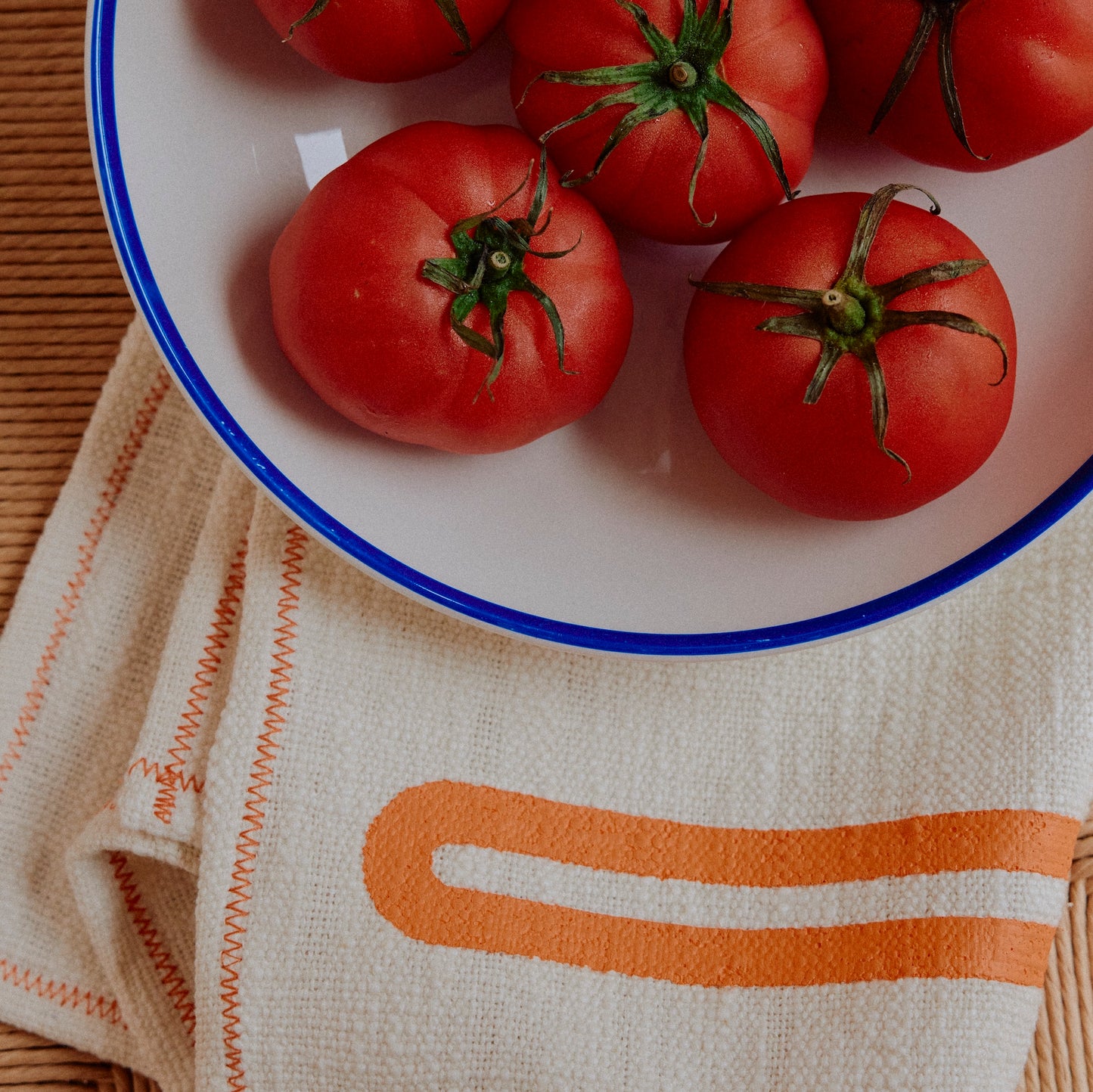Tea Towel - Wall White / Burnt Orange - 2 Pack