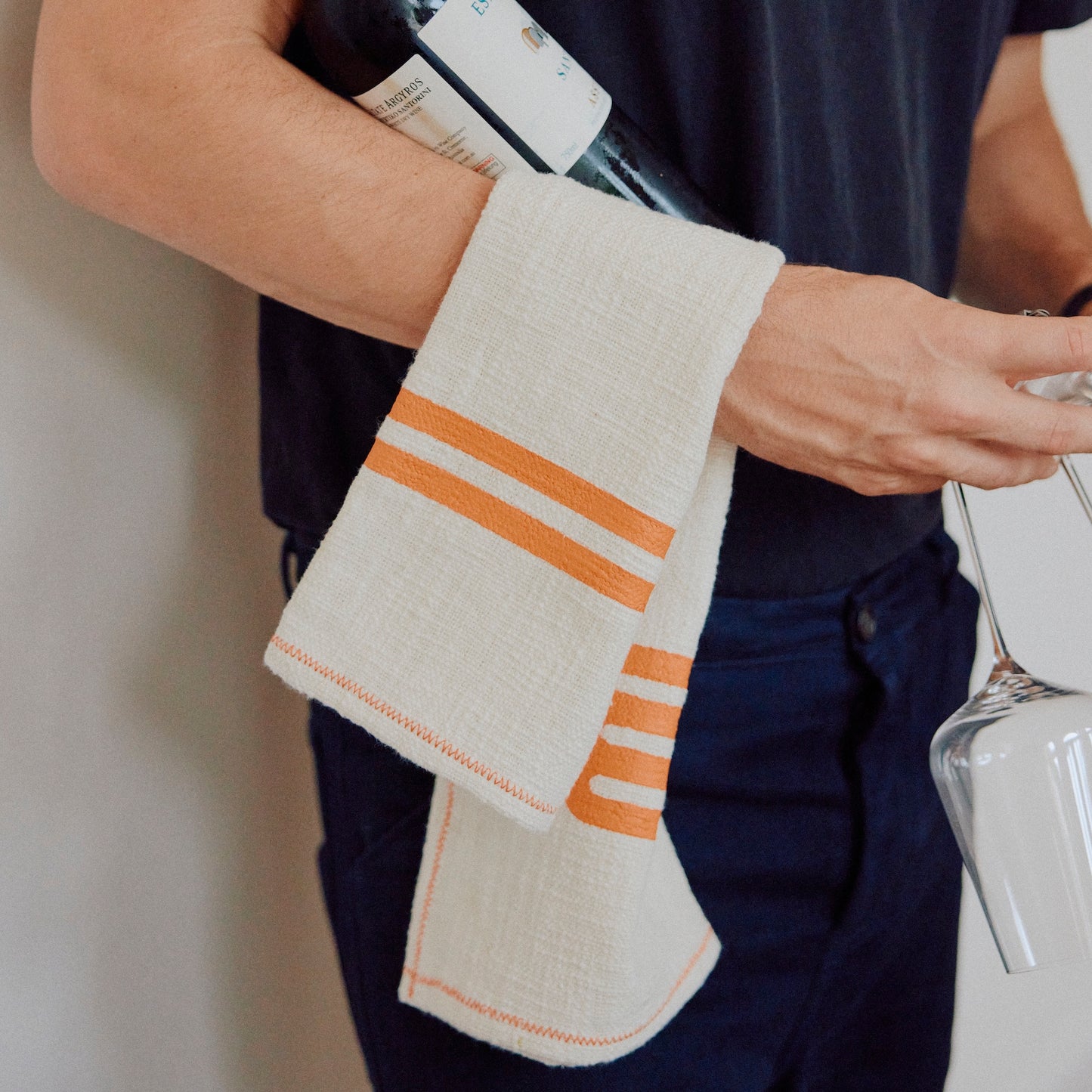 Tea Towel - Wall White / Burnt Orange - 2 Pack
